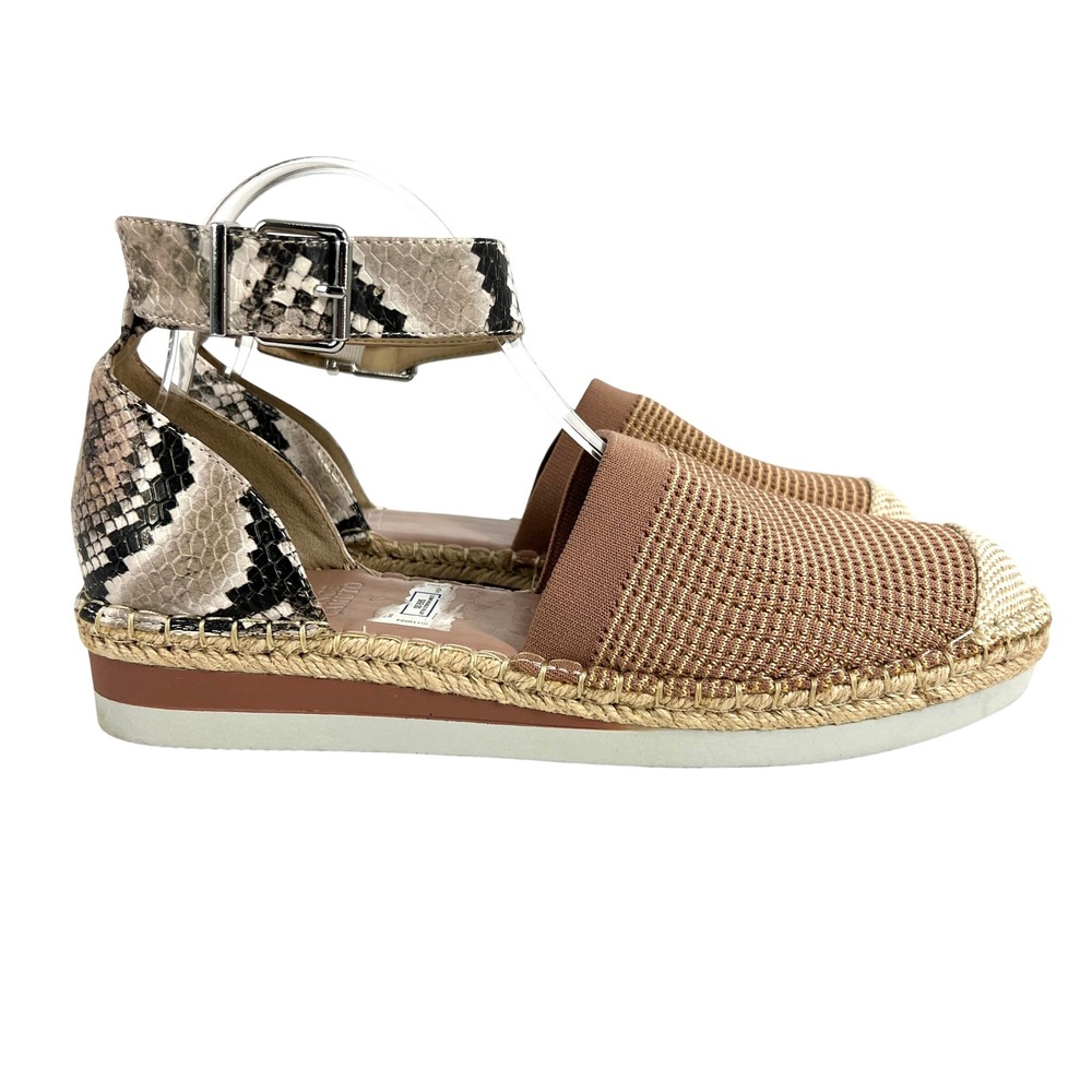 Vince Camuto Barrie Snakeskin Knit Espadrille Sandals Brown Tan Womens 11M